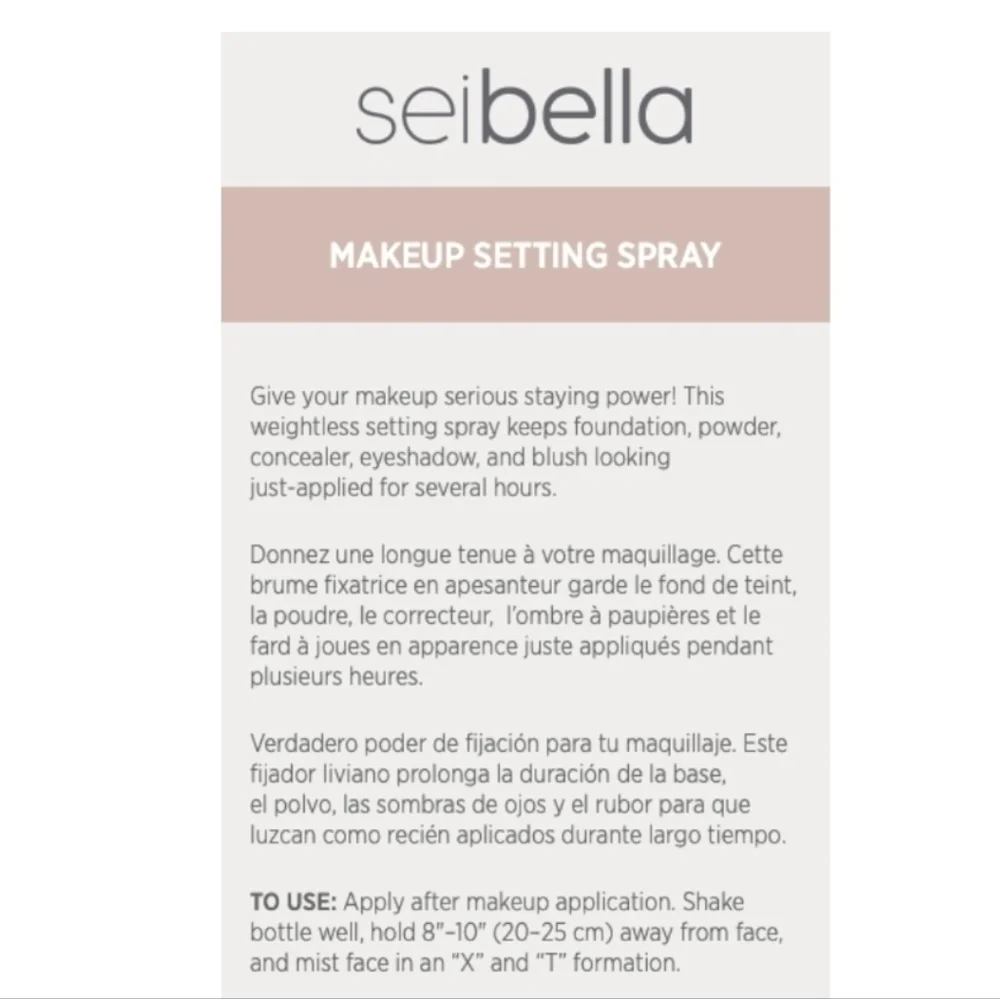 Seibella Makeup Setting Spray, 4.06 FL OZ/120mL, EXP. 08/2007, NEW IN BOX
